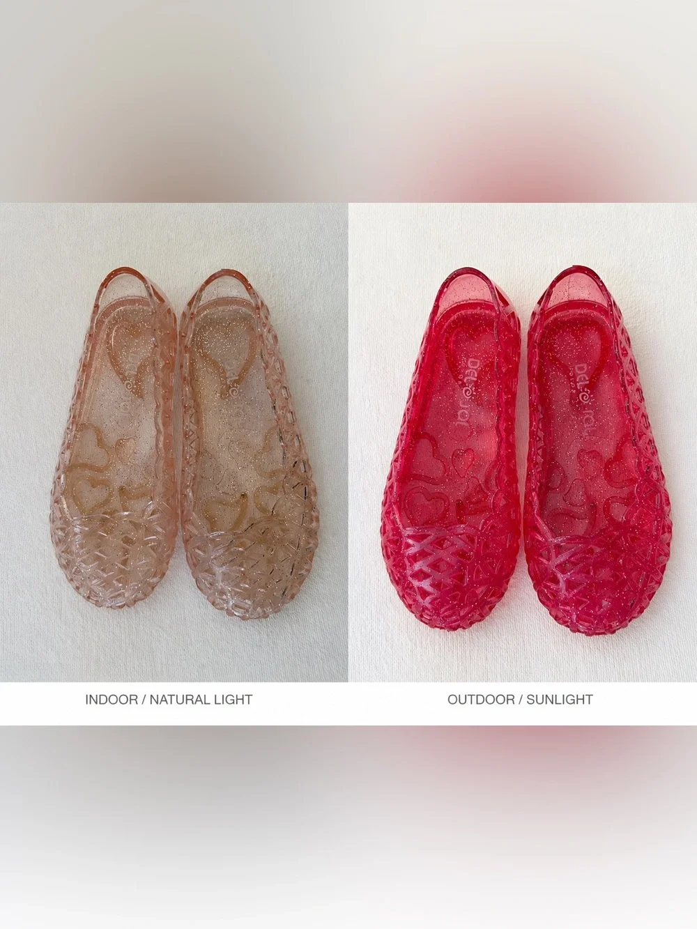 Del Sol Color Changing Glitter Jelly Ballet Flats Toddler 9 Clear to Pink Summer